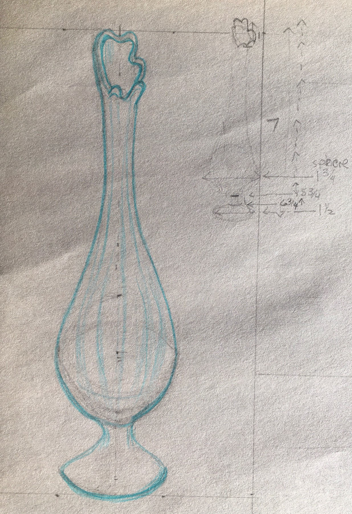 Blue Swung Vase, 2018
Pencil and Colored Pencil on Paper
8"W x 5"H, Walli White, artist
