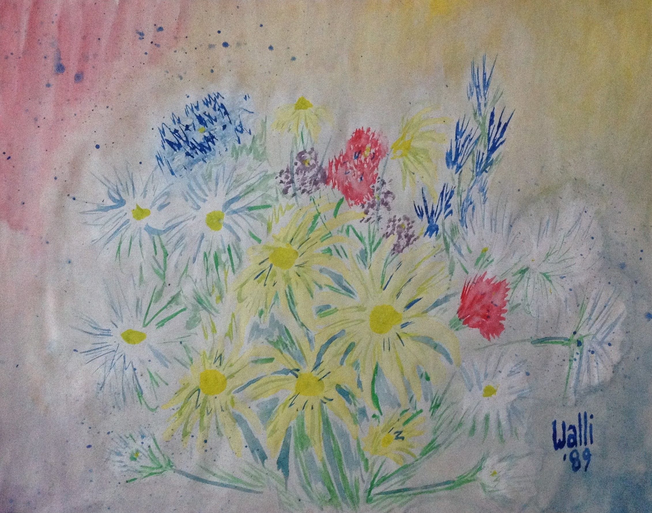 Spring Flowers, 1989
Watercolor on Paper
15"W x 11"H, Walli White, artist