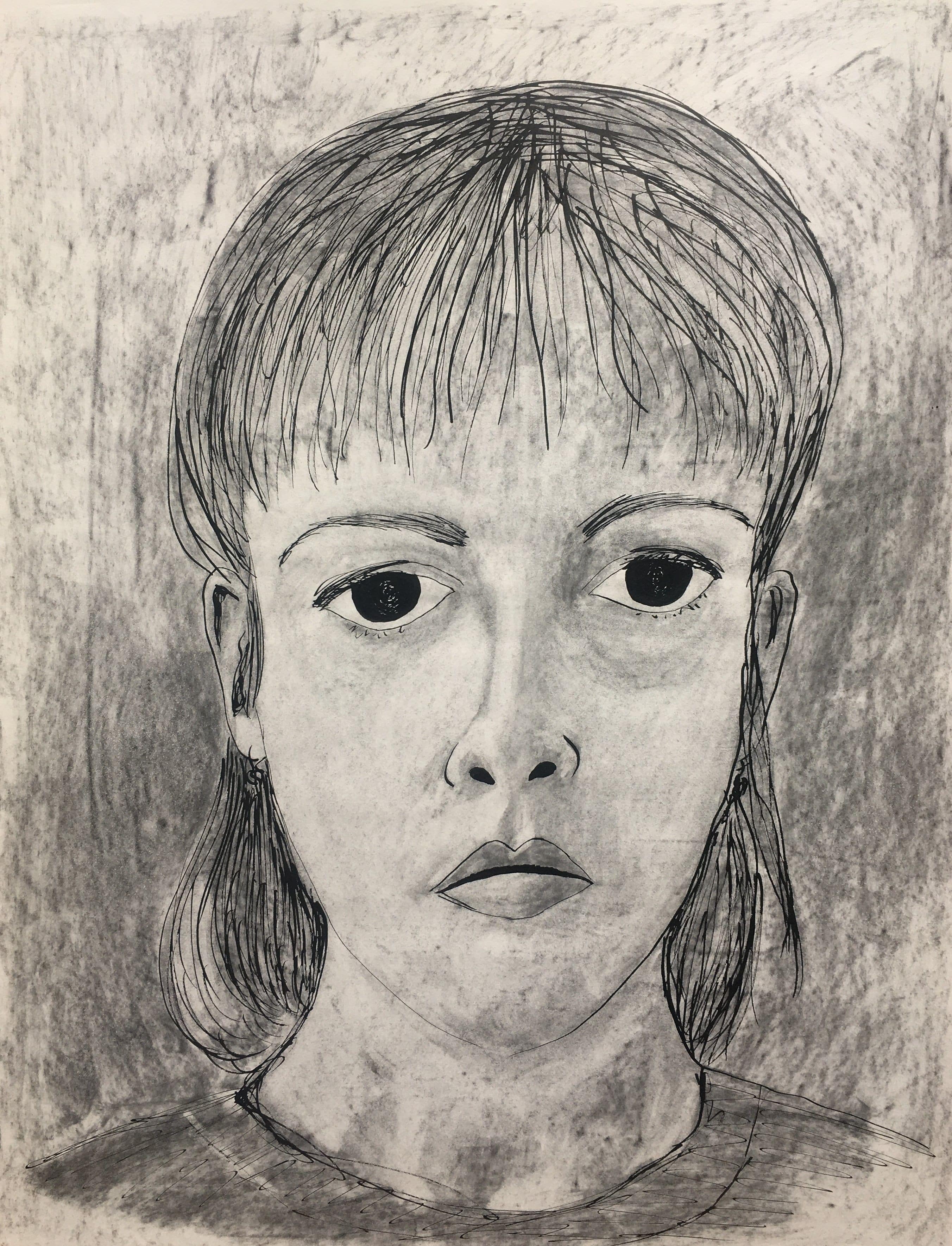 Self-Portrait, 1992
Charcoal and Ink on Paper
18"W x 24"H, Walli White, artist