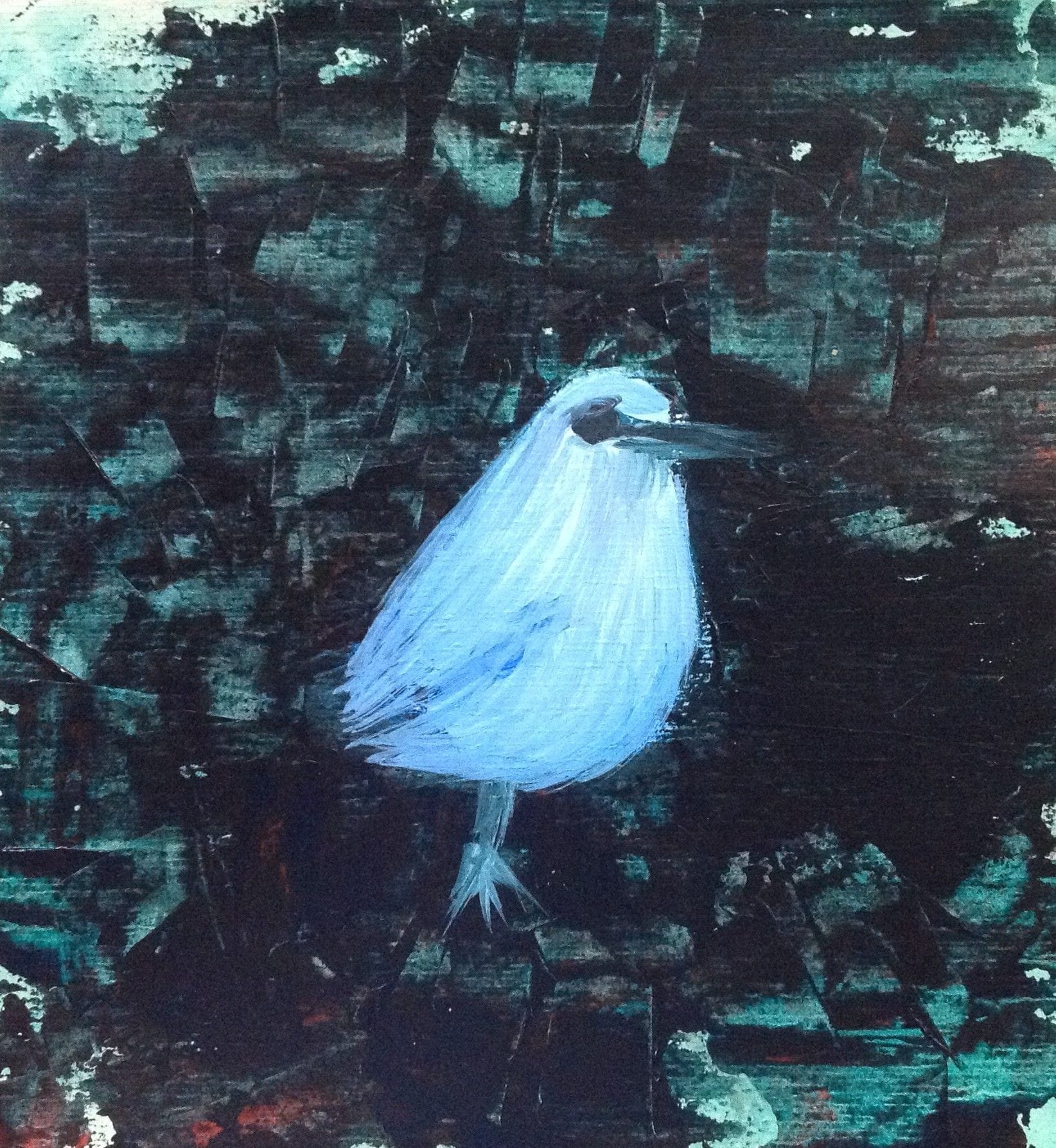 Bird with One Leg, 1991
Acrylic on Paper
8.5"W x 9.25"H, Walli White, artist